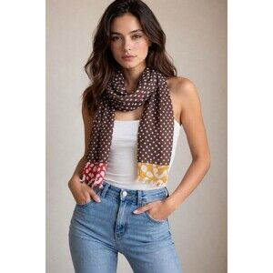 Vivante by VSA 100% Modal Scarf - Polka Dot & Leopard Mixed Print Boho Wrap
